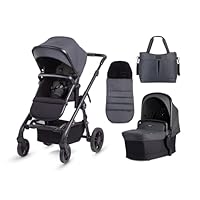 Silver Cross - Coast Pushchair & Accessory Pack - Durable Multi-Terrain Pram - Easy Action Fold & Multi-Height Handle Bar - Newborn to 4 Years - Flint