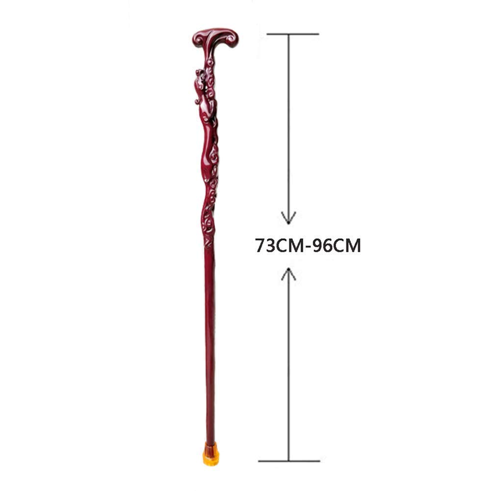 Bastone da Passeggio per Uomo Anziano, Bastone da Passeggio in Legno Massello Testa di Drago, Canne di Legno in Stile Tradizionale Intagliate Artigianalmente in Legno con Punta in Gomma,94cm,Stampelle