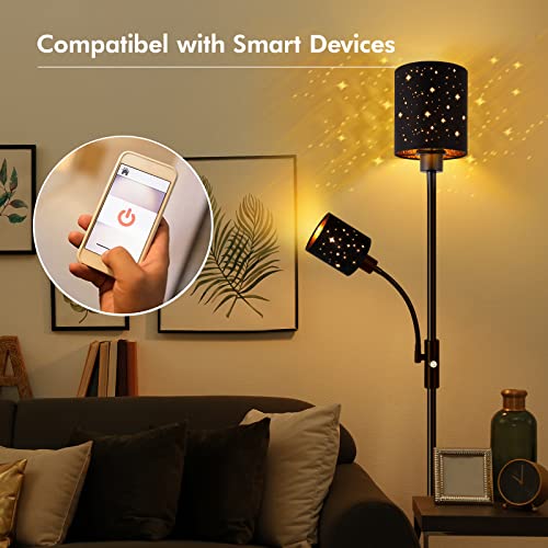 Auquee Industrial Floor Lamp, Decorative Torchire Standing Lamp With Reading Light, 3-Way Rotary Switch For Living Room, Bedroon, Office, Den, Modern Farmhouse Pole Black #TOP7