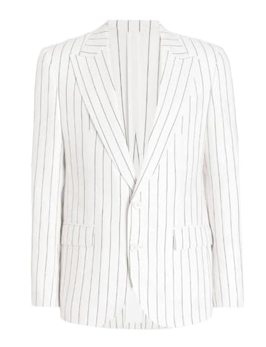 Men's Stripe Tuxedo Coat Two Buttons Blazer Christmas Speech Suit Jacket