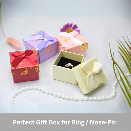 Image of Ring Box Small Gift Boxes Sturdy Cardboard Cube Box for Jewelry Pendant (4, Assorted Color)