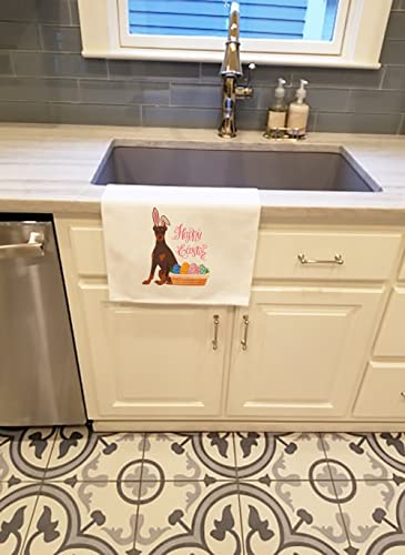 Caroline's Treasures Wdk5022Wtkt Red And Tan Doberman Pinscher Easter White Kitchen Towel Set Of 2 Dish Towels Decorative Bathroom Hand Towel For Hand, Face, Hair, Yoga, Tea, Dishcloth, 19 X 25, Whit #TOP2