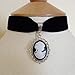 Black Velvet Princess Pendant Choker Necklace for Women Fashion Vintage Victorian Crystal Cameo Thick Chokers Punk Gothic Cool Necklaces Elegant Goth Steampunk Collar Christmas Birthday Halloween Gifts for Her