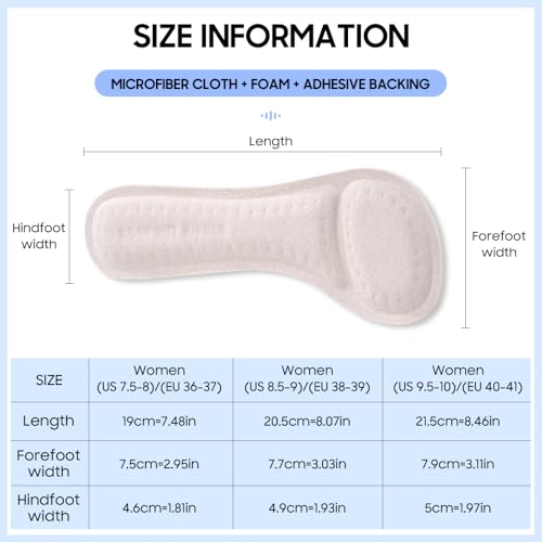 Image of XINIFOOT High Heel Inserts for Women, 3 /4 Length Women Thin Shoe Insoles for High Heels, Pumps, Open Toes, Flats, and Sandals, Anti-Slip Gel Cushions for Pain Relief (4 Pairs, Black+Beige)