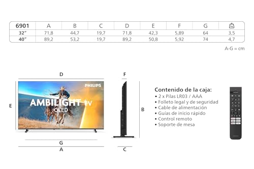 Miniatura 3 de PHILIPS 40PQS6901/12 40 Inch Ambilight 4K QLED Smart TV, Pixel Precise Ultra HD, Titan OS, Dolby Audio