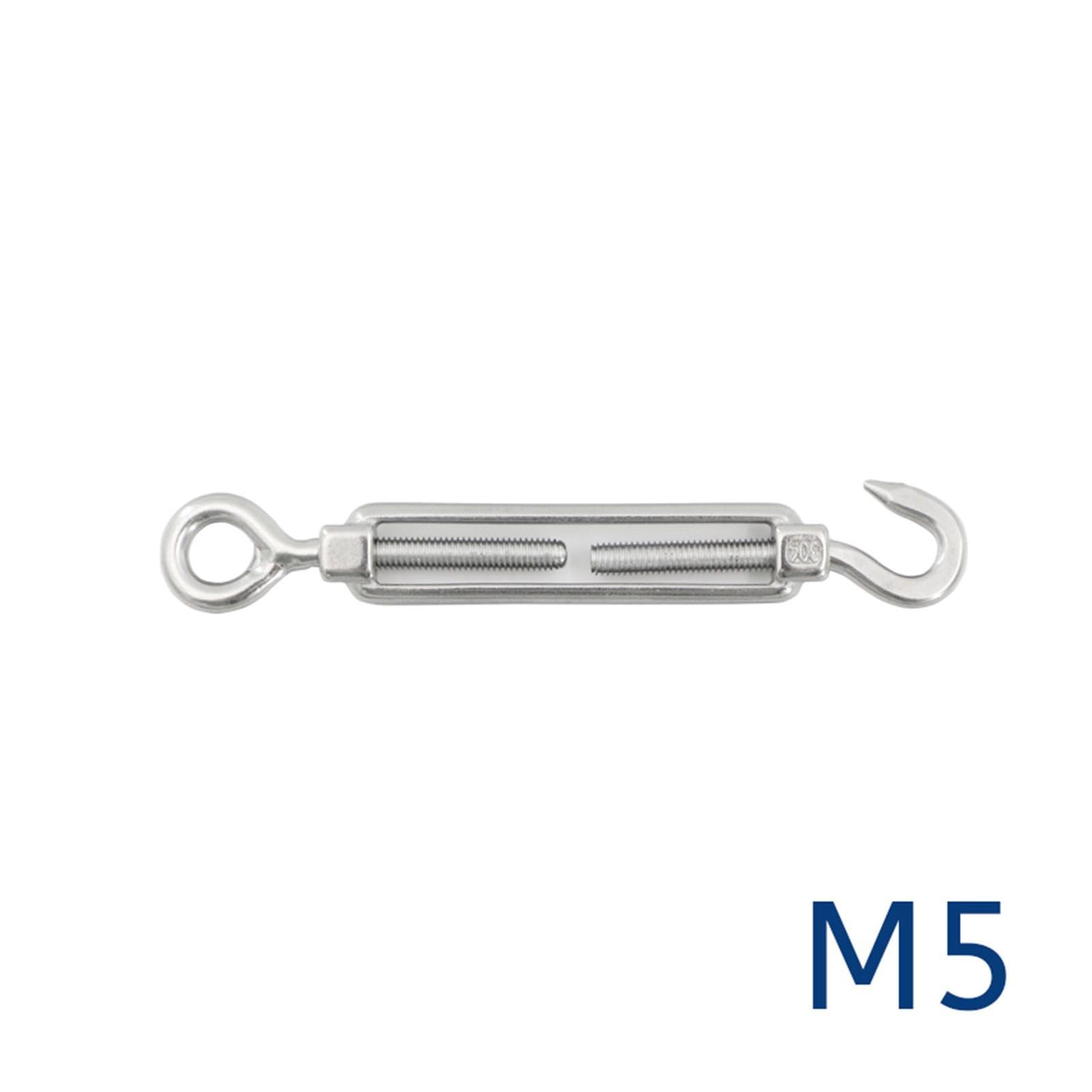 Tenditori in Acciaio Inox, Gancio in Acciaio Inossidabile Argentato 304; tenditore a Occhiello M4/M5/M6(M5,10pcs)