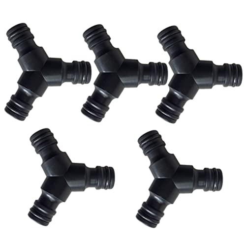 CIYODO Raccordi Rapidi a 3 Vie per Tubi da Giardino Connettori a Forma di y 5 Pezzi in ABS Nero per Montaggio e Riparazione Impianti Idrici Domestici