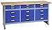 Produktbild Küpper Werkbank Modell 12977, 170x84x60 cm, 15 Schubladen, 30 mm Massive Buchenarbeitsplatte, 300 kg Tragkraft, Farbe ultramarinblau