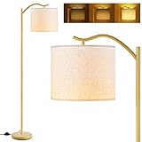 Floor Lamp for Living Room,LED Arched Floor Lamp,Tall Modern Standing Lamp with Linen Shade,3 Bright