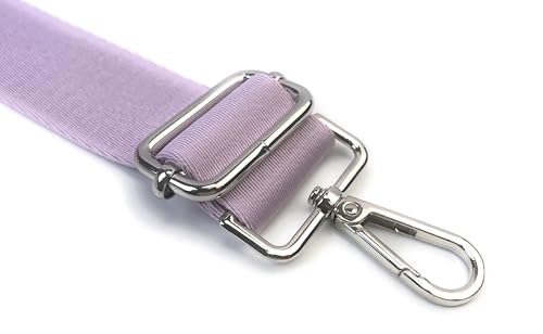 Image of Lavender Purple Purse Strap with Silver Hardware 1-1 /2 Inch Wide Solid Color Replacement Crossbody Guitar Style Shoulder Strap for Handbags Totes