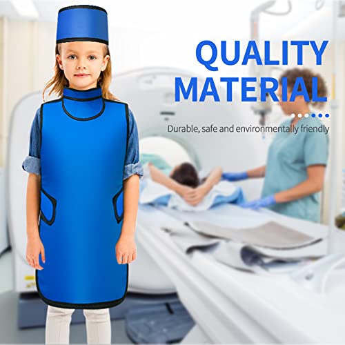 Image of Child Lead Apron with Thyroid Sheild and Lead Cap Set Lightweight Xray Apron 0.5mmPb Lead Equivalency Protection (Small)
