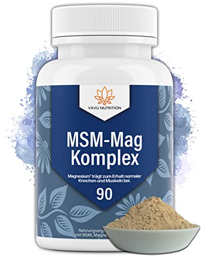neu: VAVU® Magnesium Kapseln hochdosiert als MSM-Magnesium-Komplex mit Zink und Selen, Pflanzenextrakte wie Hopfen und Vitaminen (B2, B6, B12) - 90 hochdosierte Kapseln >16 abgestimmte Inhaltsstoffe Cover