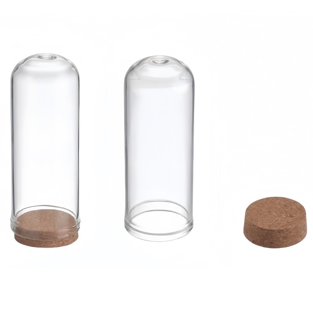 WYQXTY Clear Glass Cloche Display Bell Jar Cloche 1.1x2.77 Inch, Glass Display Dome with Cork Base, 10 Pcs