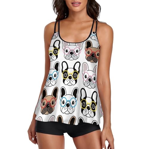 Maillot de bain tankini femme couvrant avec short de garçon pour masquer le ventre