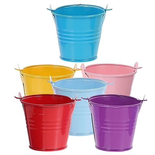 TOGEVAL 6piezas Cubos Metálicos De Almacenamiento Coloridos para Chucherías Macetas y Decoración De Fiestas
