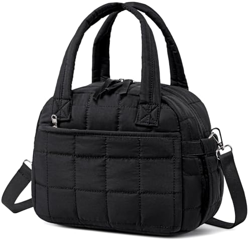 LEDAOU Lunch Box for Women Lunch bag Quilted Puffer Lunch Box with Adjustable Strap Insulated Reusable LunchBox for Work School Picnic Travel