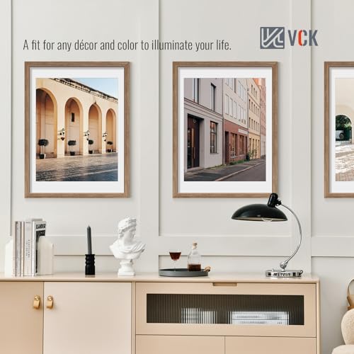 Image of VCK 18x24 Poster Frame 5 Pack, Walnut Wood, 16x20 Mat, for Wall Art