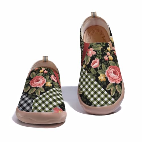 Women's Floral Slip-on Shoes, Colorful, Comfortable and Lightweight, Artistic Travel Sneakers, Casual Floral Fashion Daily Loafers2