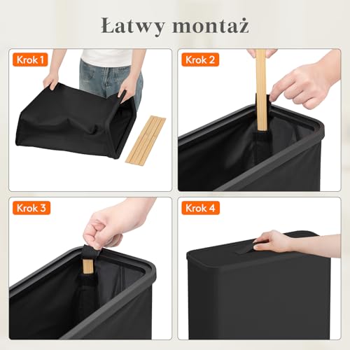 Lifewit Pojemnik na Papier Toaletowy z Pokrywą, Kosz do Przechowywania Papieru Toaletowego, Organizer Łazienkowy z Tkaniny na Rolki i Ręczniki, Akcesoria do Toalety, 23L, Czarny