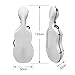 WUQIMUSC Carbon Fiber Cello Case 4/4, Durable Hard Shell Cello Case with Wheels, Backpack Straps & Padded Handles, 3.8kg, Durable Stylish Design for Travel (White)