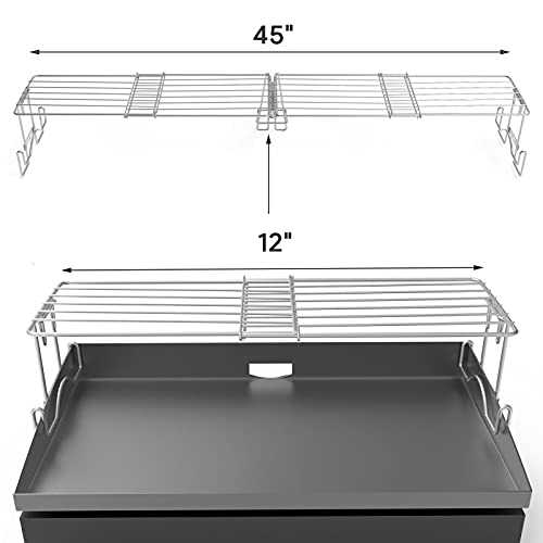 Universal Griddle Warming Rack Adjustable for Blackstone 17\" 22\" 28\" 36\" Griddles Accessories, for Royal Gourmet, Cuisinart, Pit Boss, Camp Chef & Most 17\'\'~ 36\'\' Griddles, Stainless Steel BBQ Rack