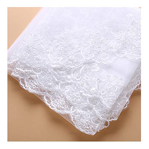 White/Champagne Lace Applique Edge One Layer 1.5 M Long Wedding Veil Bridal Veil Bridal Accessories Drop Veil Wedding Veil Chapel Length (Color : Champagne) #TOP5