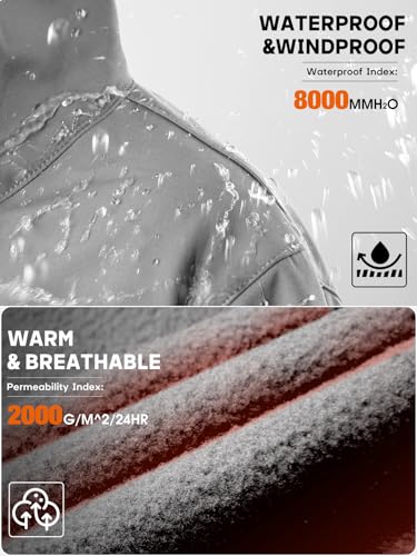 Free Soldier Giacche Militari Softshell Da Uomo Fodera In Pile Da Esterno Giacca Antivento Impermeabile Con Cappuccio Giacche Tattiche Calde Multitasche Per Escursioni Di Caccia (Grigio Chiaro,M) - 3