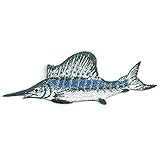 Fishing - Sailfish - Sports - Iron On Patch - 5'W Embroidered Iron on Patch Sew On for Clothing Applique for Jackets, Hats, Backpacks Repair Patches for Craft