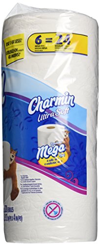 Image of Charmin Ultra Soft Toilet Paper 6 Mega Rolls = 24 Regular Rolls