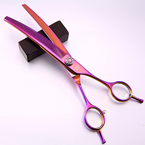 Fenice Peak Professional Dog Grooming Scissors Pet Curved Thinning Shears 7.0'' Extremely Sharp Blades 440C Steel Thinning Scissors Durable Smooth Motion & Fine Cut For Dogs And Cats (Multicolored) #TOP5