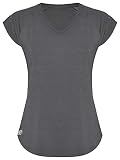 GO HEAVY Damen Fitness Funktions Sport T-Shirt Laufshirt Kurzarm Schnelltrocknend Yoga Sportoberteil | Grau S