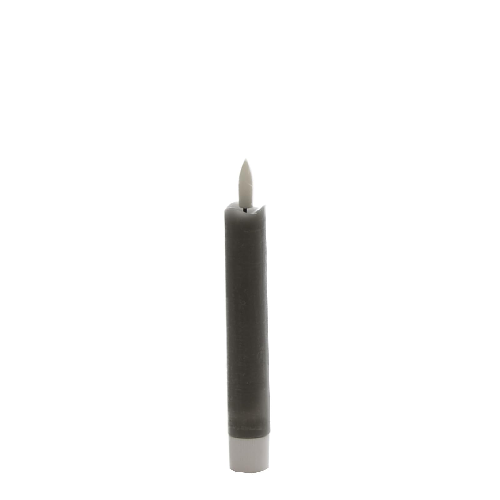 B & S LED Echtwachs Stabkerze kurz 16 cm mit Flackereffekt und Timer grau Beleuchtung