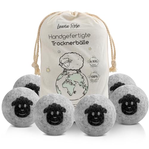Trocknerbälle für Wäschetrockner -100% Schafwolle, Öko-Freundlicher Weichspüler, Sparen Sie Zeit & Energie, Vielseitige Anwendung – Perfekt Trockenball für Daunen – Tennisbälle zum Waschen – Set 6 Stk., 9.99 €
