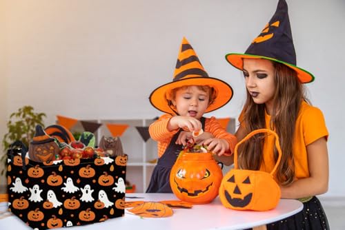 Image of Essme Rectangular Halloween Basket,Ghost Baskets Empty with Handles,Cute Baskets for Kids Halloweens Room Decor,Boys and Girls, Candy Basket,(Cute Ghost)