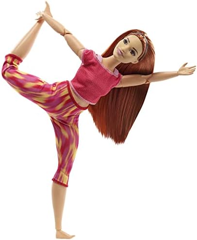 Barbie Made to Move Doll, Curvy, with 22 Flexible Joints & Long Straight Red Hair Wearing Athleisure-wear for Kids 3 to 7 Years Old