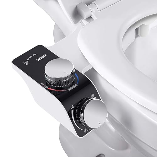 Accesorio de bidé caliente y frío para inodoro, bidé no eléctrico para inodoro con doble boquilla, asiento de inodoro de bidé autolimpiante con temperatura de presión de agua ajustable