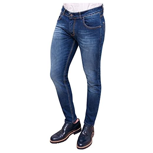 Evoga Jeans Uomo Pantaloni Slim Fit Aderenti Blu Denim Casual (54, #C1 Blu Denim)