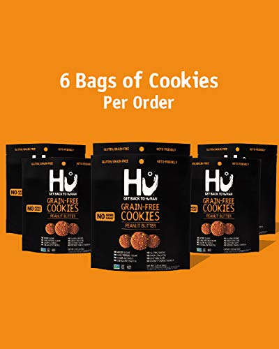 Hu No Added Sugar Peanut Butter Cookies | 6 Pack | Keto, Gluten Free, Grain Free, Dairy Free & No Added Sugar Snack | Paleo, Non Gmo Certified & Keto Friendly Desserts | Crunchy Mini Chocolate Chip Cookies #TOP6