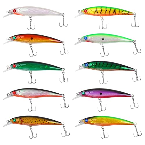 Fishing Lures Kit Crankbait Minnow Hard Bait Set Deep Diving Jerkbait Swimbait Popper Pencil Walleye Lures Artificial Fishing Bait for Bass Trout Redfish Saltwater Freshwater Fishing Lure