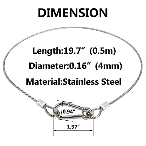Stainless Steel Safety Cable Lock,Security Steel Cable Heavy Duty Cable Wire With Carabiner Lock Flexible Cable For Luggage Lock Hanging Light Plants Picture #TOP1