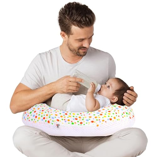 Image of VParents Multipurpose Baby Feeding Nursing Cum Maternity Pillow for New Born Cotton, Recommended for Maternity, Nursing, Medical Bluebell (Green) 110254