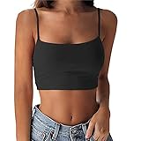 LuFeng Women's Crop Top Cami Camisole Summer Women Sexy Slim Sleeveless Backless Spaghetti Strap Tank Top Black Small