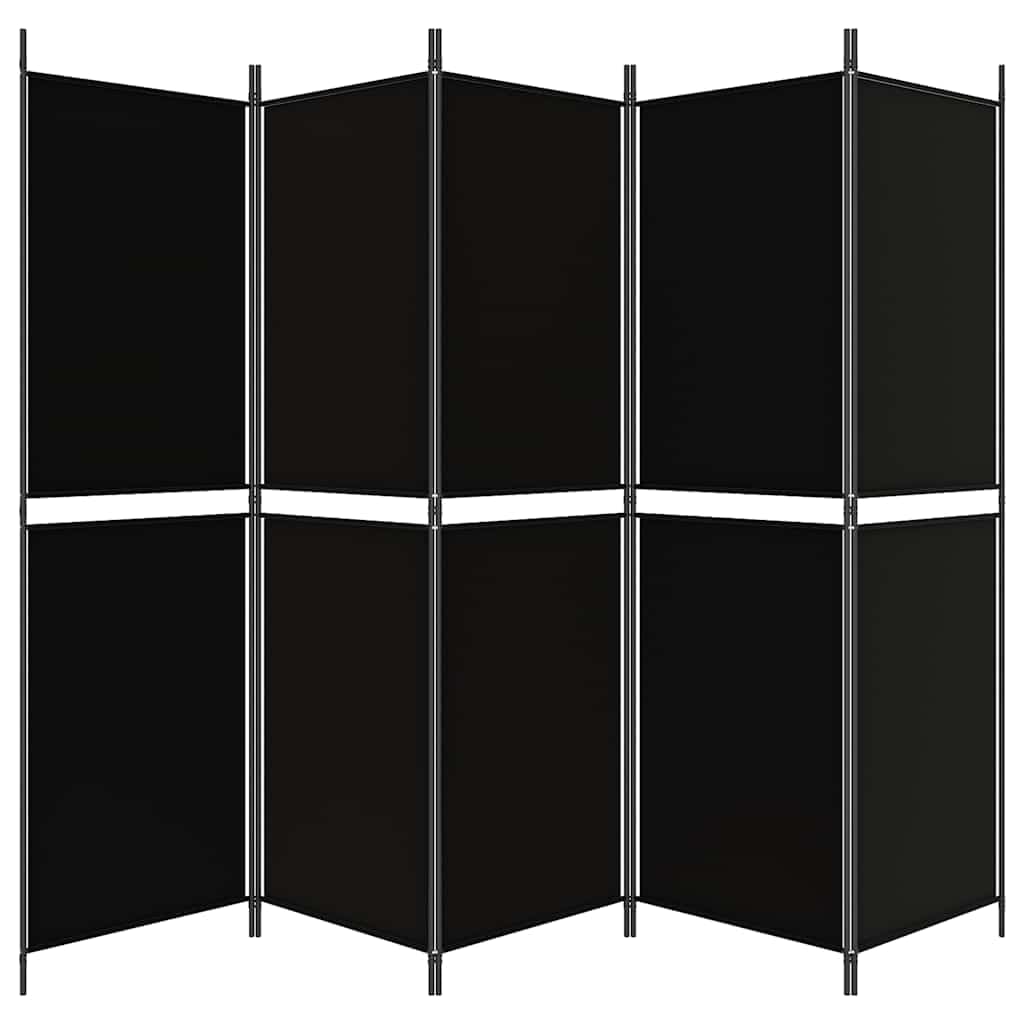 5-teiliger schwarzer Stoff Raumteiler 250x180 cm klappbar, Sichtschutz, Wohnzimmer, Schlafzimmer, büro, vielseitig, dekorativ, privatsphäre, akustik, trennwand, freistehend, Blickdicht