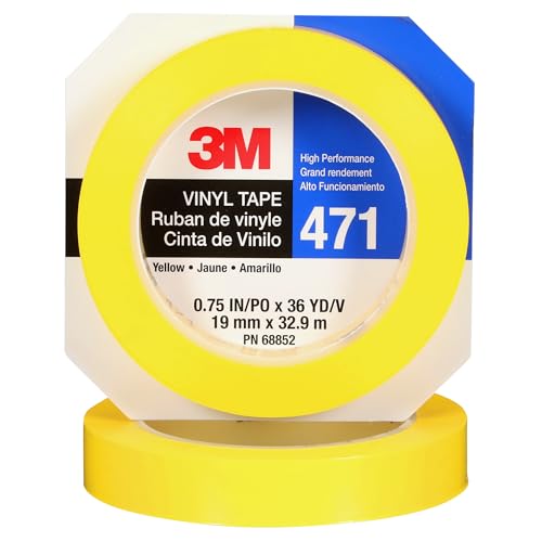 Image of 3M Vinyl Tape 471, 3 /4 in x 36 yd, Yellow, 1 Roll, Yellow Floor Tape, Paint Alternative for Floor Marking, Social Distancing, Color Coding, Safety Marking