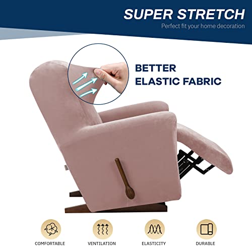 Asnomy Recliner Chair Covers Lazy Boy Recliner Covers With Pockets Stretch Velvet Couch Cover Slipcover 1-Piece Furniture Protector For Dogs Cats(Recliner,Pink) #TOP4