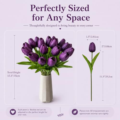 Image of Mandy's 20pcs Artificial Grape Purple Tulips