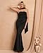 GLNEGE Women's Bodycon Formal Wedding Guest Maxi Dresses with Scarf Summer Strapless Elegant Cocktail Party Dress 2025 Black