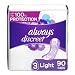 Always Discreet Adult Incontinence Pads for Women, Drier, 3 Drop Regular Length, Light Absorbency, Pads for Bladder Control Management, Bladder Leaks, & Postpartum Pads, 90ct