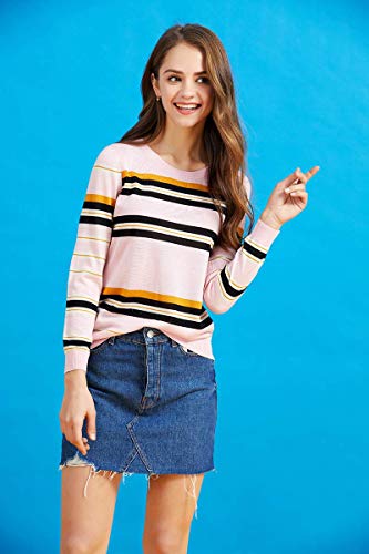 zhili Sweet Girl Light Pink Knit Thin Sweater Spring Autumn Tops3