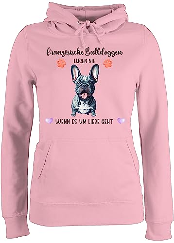 Pullover Damen Hoodie Frauen - Hunde - Französische Bulldogge - Geschenk Hundebesitzern - L - Hellrosa - französische Damen+Pullover+mit+hundemotiv Hundebesitzer Bulldoggen hundemotiven. Hund
